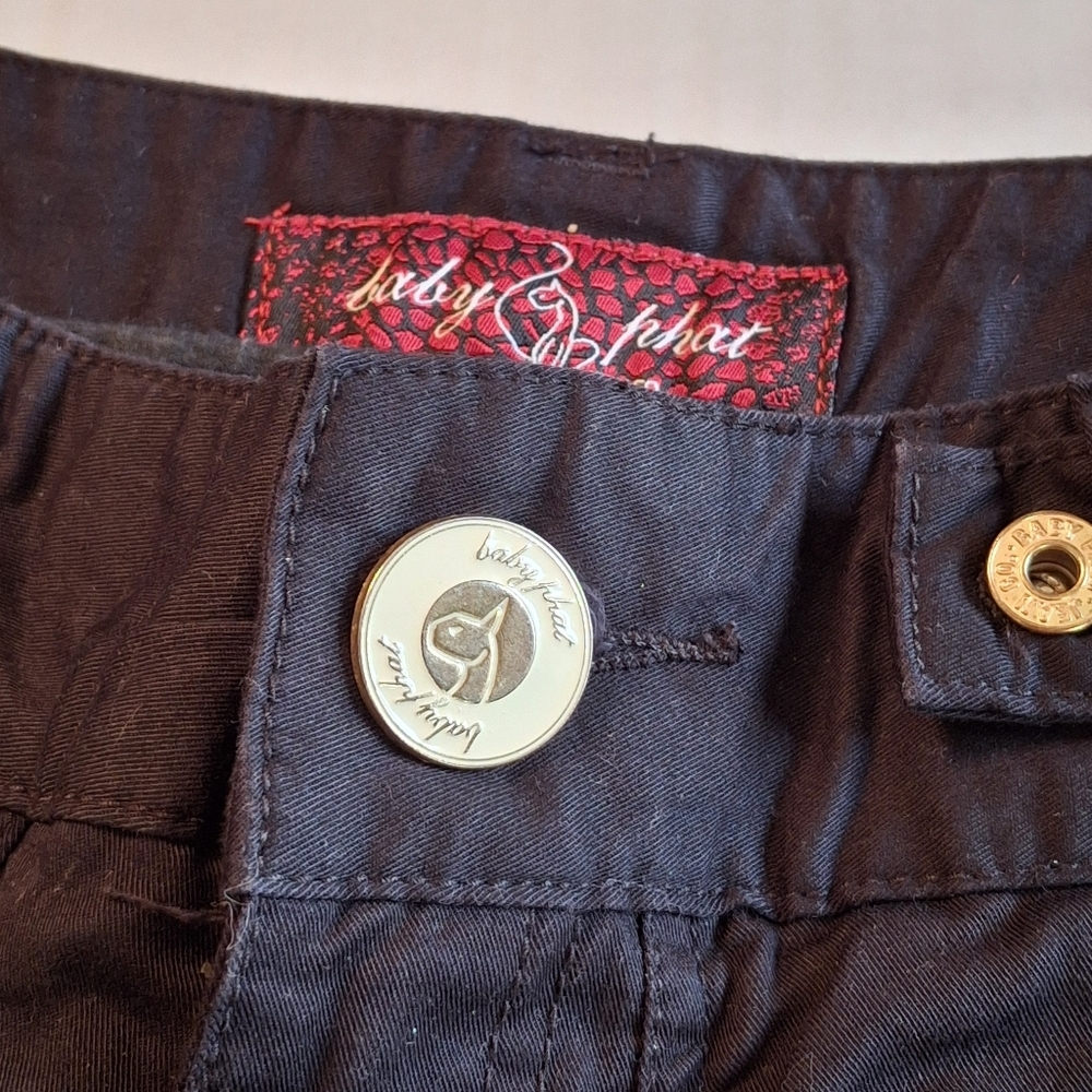 Baby Phat Y2K Pants Ankle Drawstring Hem Black Cotton Women Size 5 Junior